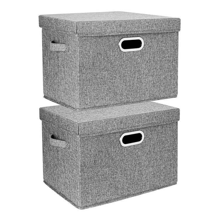 Foldable grey linen storage box Storage Bins Wholesale